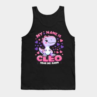 My Name Is Cleo Hear Me Roar TRex Dinosaur Hearts Tank Top